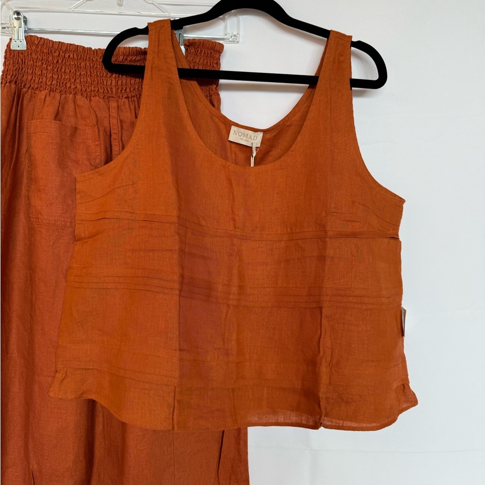 Nomad Rust Orange Linen Tank Top and Pants